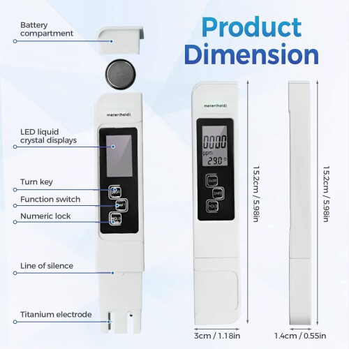 -Water Quality Tester White Plastic-Measuring Ruler