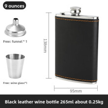 Carafe à vin en acier inoxydable 304, 265 ml, avec entonnoir et verre.
