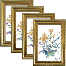 5x7 Gold Picture Frames with Real Glass – Set of 4