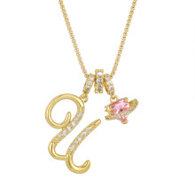 Heart-shaped diamond-encrusted initial pendant necklace