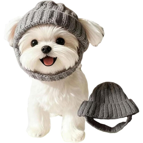 Gorro de punto rojo para perro con orejeras