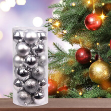 24ct Christmas Ball Ornaments Shatterproof Christmas Ornaments Set Decorations for Xmas Tree Balls 60mm (Silver)
