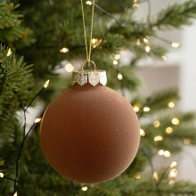 Velvet Christmas Ball Ornaments Brown 6 pcs 2.4-inch