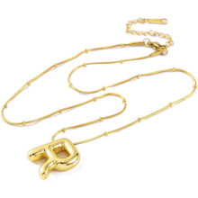 Collana con ciondolo iniziale in acciaio inox 304 e oro 18 carati