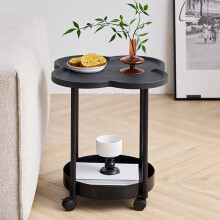 Rolling Bedside Table Black 1319.2 Inch 2-Tier