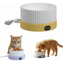 Varmet vandskål til katte og hunde – 750 ml termostatisk automatisk varmeskål til udendørs/indendørs brug, tyggesikker ledning, skridsikker bund