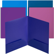 MetalM - Cartelle in plastica con tasche, 5 pezzi, colori assortiti, cartelle con tasche, cartella in plastica resistente con due tasche