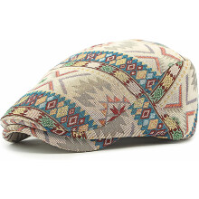 Damesbaret met luipaardprint, retro pet (newsboy-stijl), cabbie-pet.