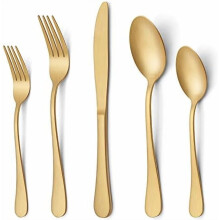 Matte Gold Stainless Steel Flatware Set for 4, 20-Piece