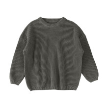 Suéter infantil de tricô com gola redonda e mangas compridas, ideal para o frio, perfeito para crianças. Cor: Verde (Z02), tamanho: 18-24 meses.