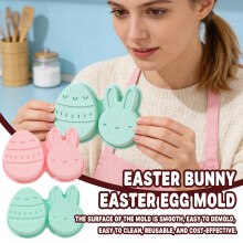Moule à œufs de Pâques en silicone en forme de lapin de Pâques 23 x 16,5 cm