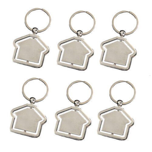 Conjunto de 6 chaveiros em formato de casa para casa, carro e bolsa.
