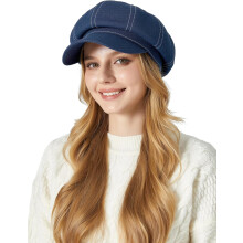 Dames denim petten, katoenen casual petten, stijlvolle baret, Franse petten, krantenjongenspetten