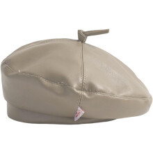 Klassieke Franse baret voor dames van PU-leer, retro muts, kunstenaarsbaret, verstelbare schildersmuts in pompoenmodel.
