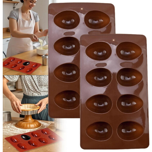 Moule à œufs en silicone, plaque de cuisson à 8 cavités