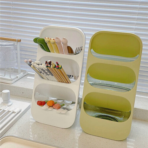 Multifunctional Kitchen Utensil Storage Box - Multi-layered, compartmentalized kitchen countertop storage rack with drainage function 1