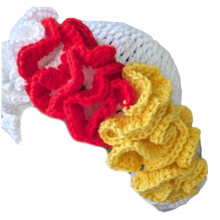 Handgehaakte bucket hat voor dames met patchwork ruches, elegante vissershoed, geschikt voor fotografie en reizen.