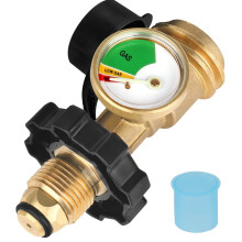 Universal 100lb Propane Tank Adapter: POL to QCC1/Type 1 with Gauge, Compatible with 5–100lb Tanks for Camper, BBQ, Heater (Black)