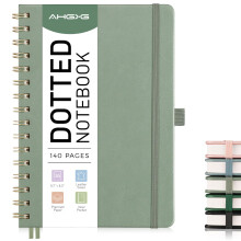 A5 Bullet Dotted Journal, 140 sider med prikker, hårdt omslag, vegansk læder, 100 gsm papir – til journalføring, planlægning, skitsering,