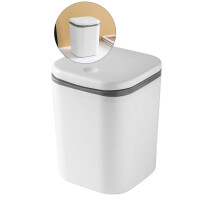 Poubelle de comptoir miniature Yoloke, mini poubelle avec couvercle à bouton-poussoir, mini poubelle de bureau avec bouton-poussoir (blanche)