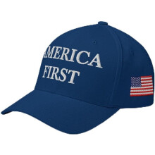Pălărie America First - Șapcă brodată cu structură flexibilă - Pălărie unisex albastru regal cu steagul patriotic al SUA