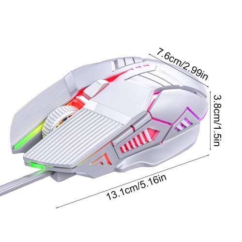 Wired USB Gaming Mouse with RGB Lighting and 4-Speed DPI Adjustment - Ergonomic Programmable Optical Mouse for Computer Gaming Performance 2