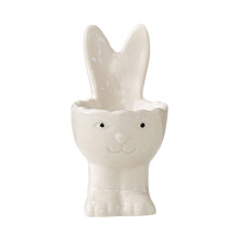 Paaseierenhouder van keramiek in de vorm van een konijn, speelse eierhouder van 10 cm en decoratieve schaal voor lente- en paasfeestdecoratie