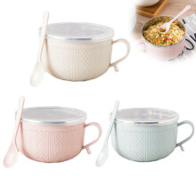 Coffret de repas en tasse avec couvercles, grandes tasses à soupe avec assiettes – Convient pour le café et les ragoûts, idéal pour les fêtes