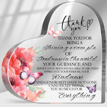 Cadeaux de remerciement pour amis, collègues, professeurs et patron – Plaque décorative en acrylique en forme de cœur, presse-papier floral pour