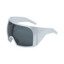 Lunettes de soleil oversize à visière enveloppante pour femmes et hommes - Lunettes de mode avec protection UV400 (Argent)