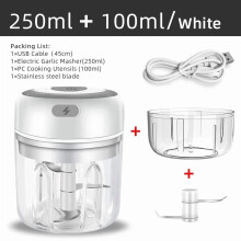 Elektrische mini-knoflookhakker (2 kopjes), oplaadbaar via USB