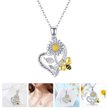 Boho kettingen Zonnebloem en Bijtje Ketting Legering 1 stuk