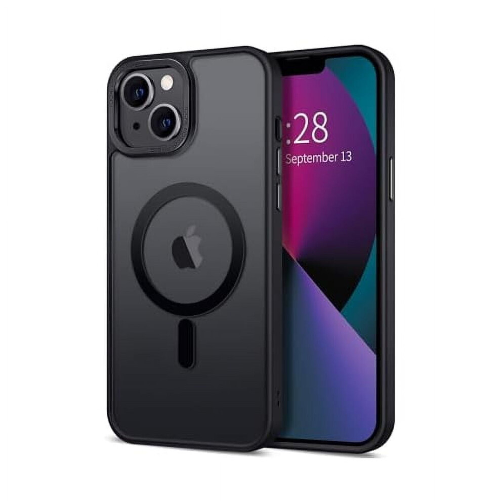 Fu2142 Magnetic Translucent Matte Case For Iphone 13 (6.1") – Compatible With Magsafe, Slim Shockproof Bumper, Frosted Black 9558633942842
