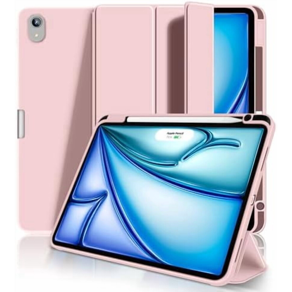 Trifold Ipad Air Case W/ Pencil Holder, Soft Tpu Back, Auto Sleep/Wake Â Compatible With 11" M3/M2 (2025/2024) & 10.9" 5Th/4Th Gen (2022/2020) Pink 9558633942828