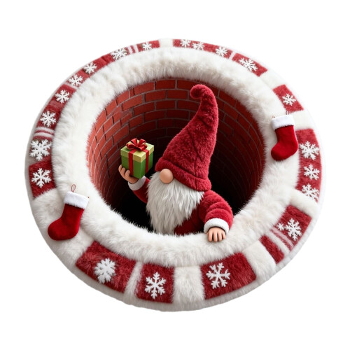 Tapis de Noël rond 3D antidérapant 60 x 60 cm 1