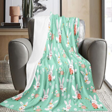 Couverture de Pâques pour enfants, motif lapin/œuf, polaire douce et moelleuse, 69 x 99 cm, couverture décorative printanière pour nouveau-nés