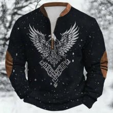 Age Norse Mythology Midweight Pullover Sweater For With Half Zip Neck Design