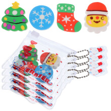6 Sets of Pull Apart Erasers Assorted Color PVC Christmas Themed Collectibles