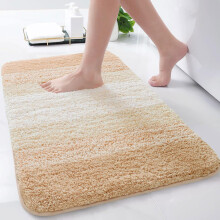 Tapis de bain en microfibre à poils longs, antidérapant, absorbant et lavable en machine, 61 x 41 cm, beige