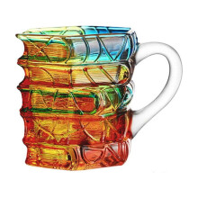 3D Painted Book Mug, Stained Glass Stack Design Coffee Cup for Book Lovers – Compatible with Valentines Day & Mums Day
