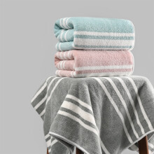 Liquidation ! Serviettes de bain douces et ultra-absorbantes, à rayures, pour salle de bain, plage et salle de sport. Séchage rapide. Dimensions :