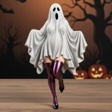 Set de figurine de Halloween – Decor de dovleac cu vrăjitoare fantomă