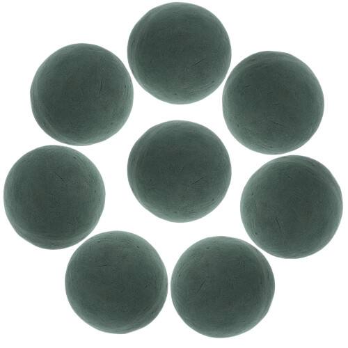 8 boules de mousse florale vert olive de 9 cm