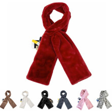 Cachecol feminino de inverno em pele sintética com bolso oculto com zíper, macio, aconchegante, à prova de vento, quente, estético e prático.