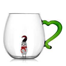 Mug multifonctionnel en verre pour les fêtes, motif couronne de Noël, capacité 350/400 ml, idéal pour les réunions de famille