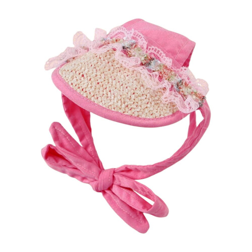 Sun Protective Dog Straw Hat with Adjustable Strap and