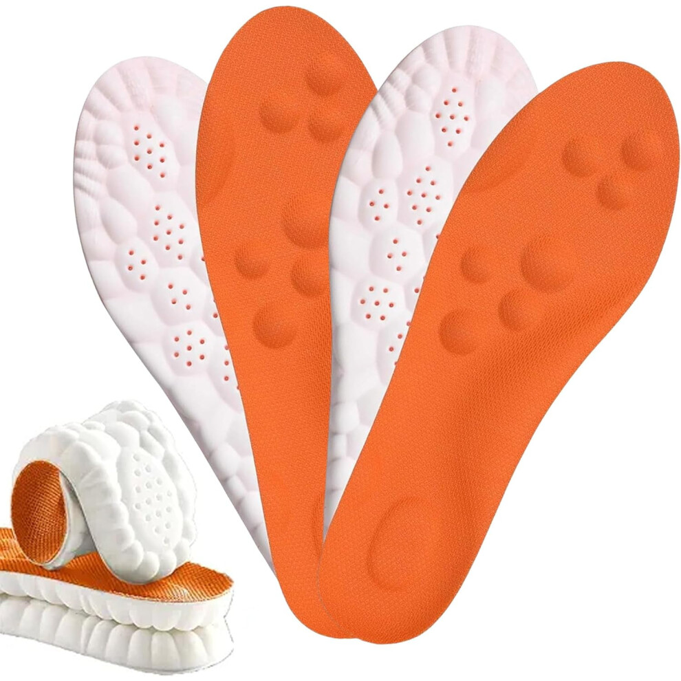 Orange Qianjia 2 Pairs U-Shape Memory Foam Insoles For Women & Men Â 4D Cloud Anti-Fatigue, Shock Absorption, Foot Pain Relief (, Men Us 8Â11)