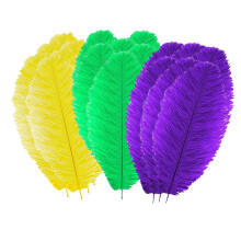 18-Pack Assorted Craft Feathers (7.8-10"), Green/Gold/Purple – for DIY, Mardi Gras, Carnival, Party Decor, Masquerade & Floral Arrangements