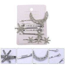 Set van 7 sterclips voor in het haar, decoratieve haaraccessoire voor tienermeisjes, diverse stijlen, zilverkleurig
