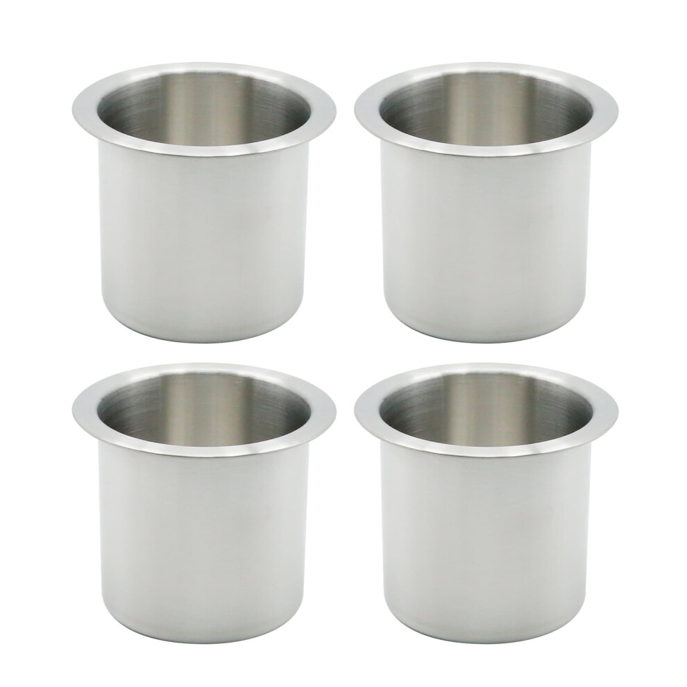 4 Pcs Stainless Steel Cup Holder, Poker Table Drink Holder, Drop-In Cup Drink Holder For Yacht Boats Rv Cars And Trucks Silver 9485826497745